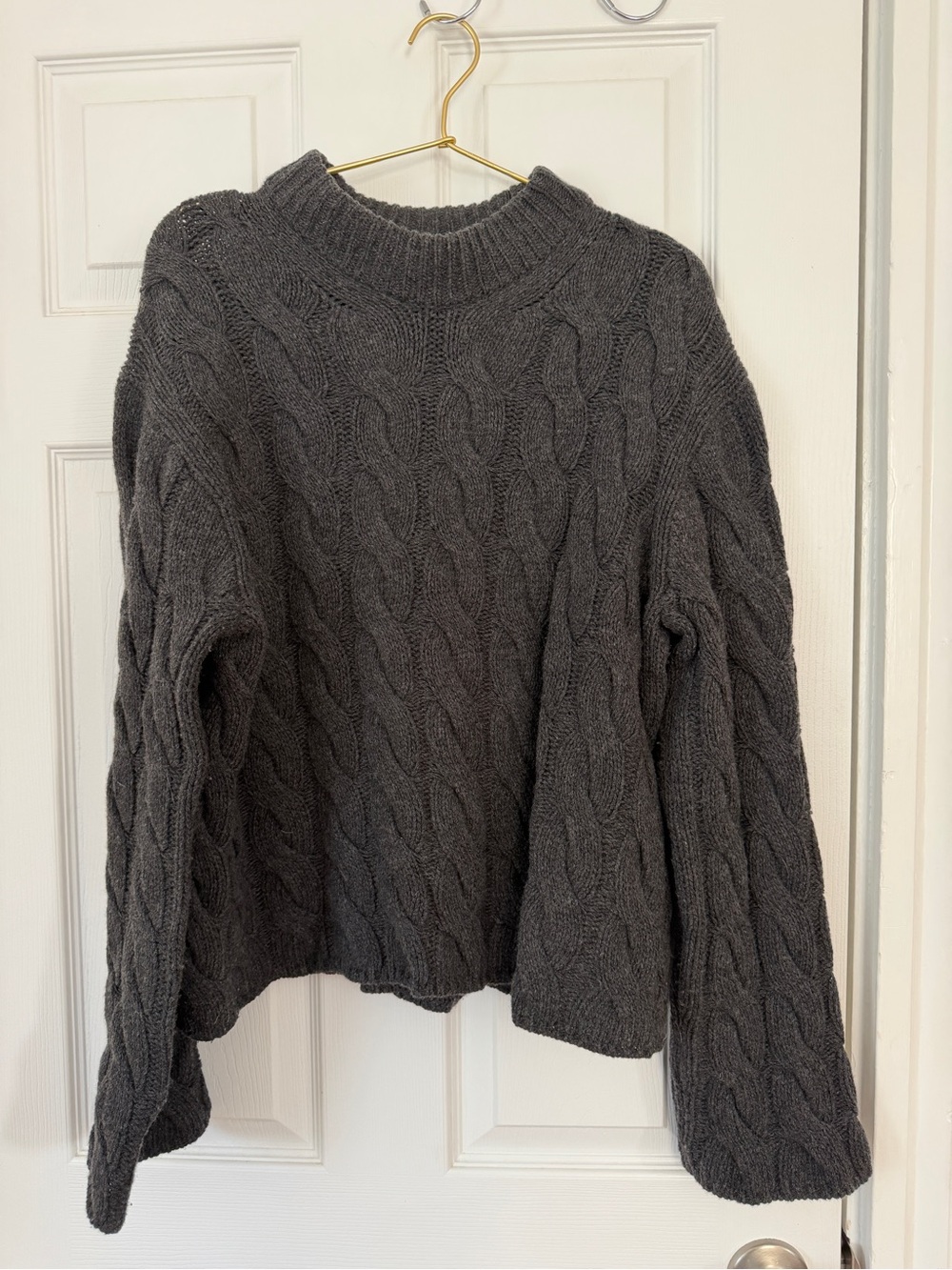 Theory Charcoal Cable Turtleneck Sweater